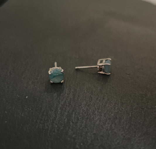 Round Emerald Stud Earrings image 1