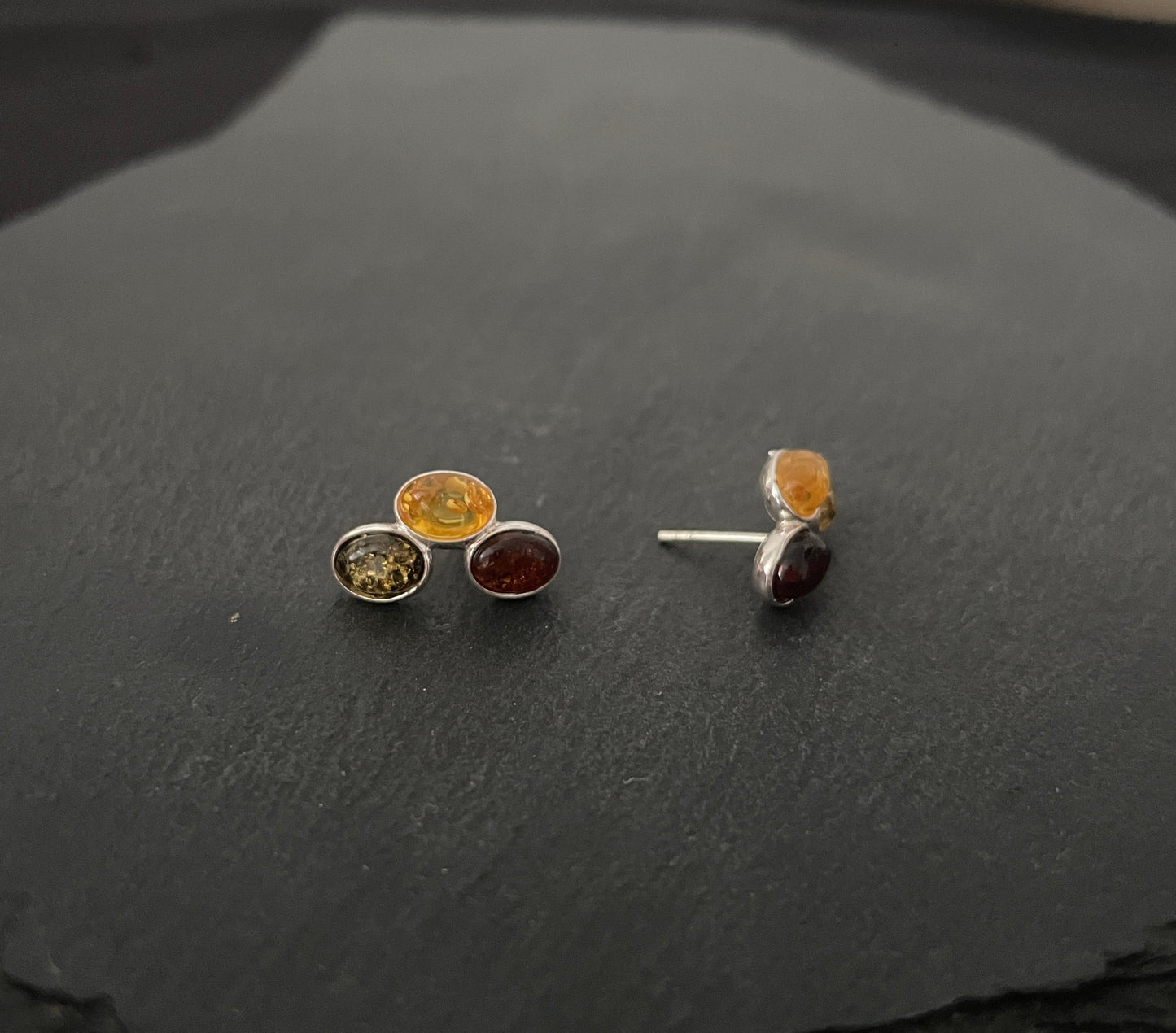 Tri-Colour Amber Stud Earrings image 1