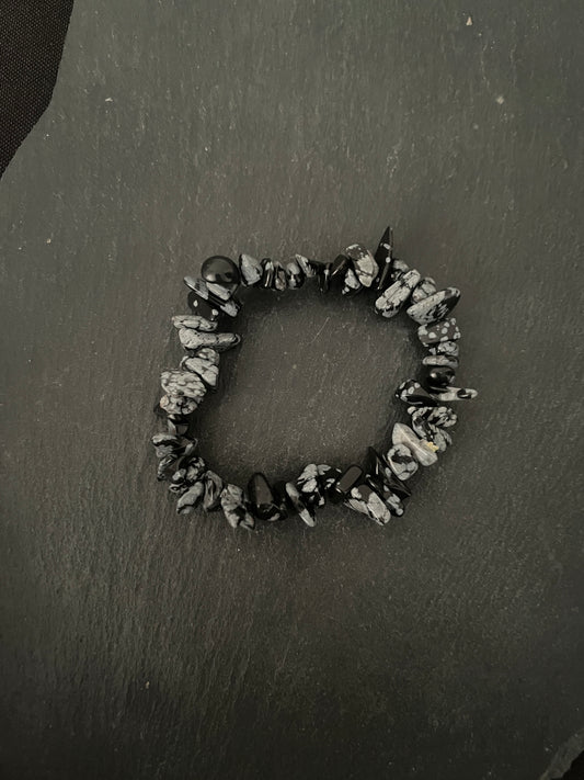 Snowflake Obsidian Chip Bracelet image 1