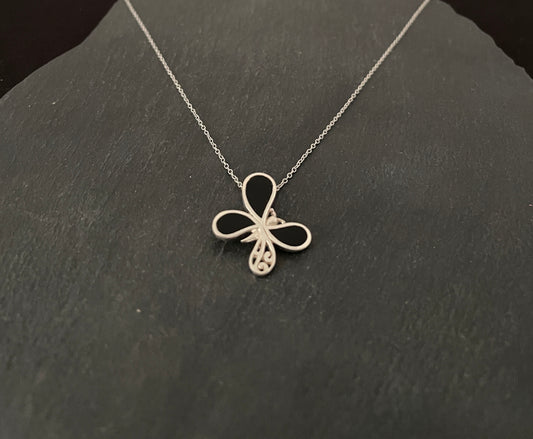 Black Onyx and Silver Butterfly Pendant image 1