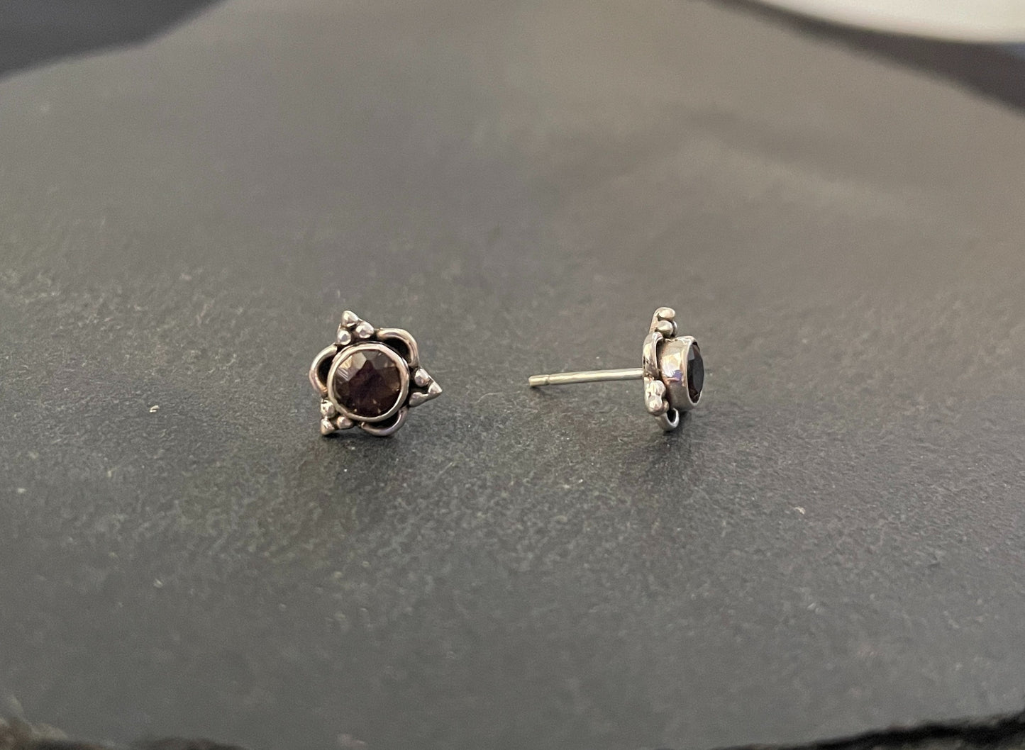 Smokey Quartz Stud Earrings image 1