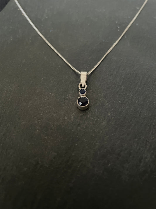 Sapphire and Silver Round Pendant image 1