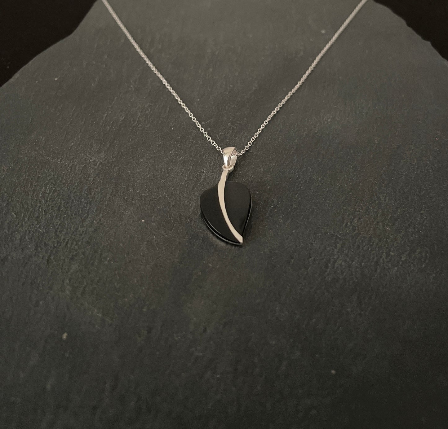 Black Onyx Leaf Pendant image 1