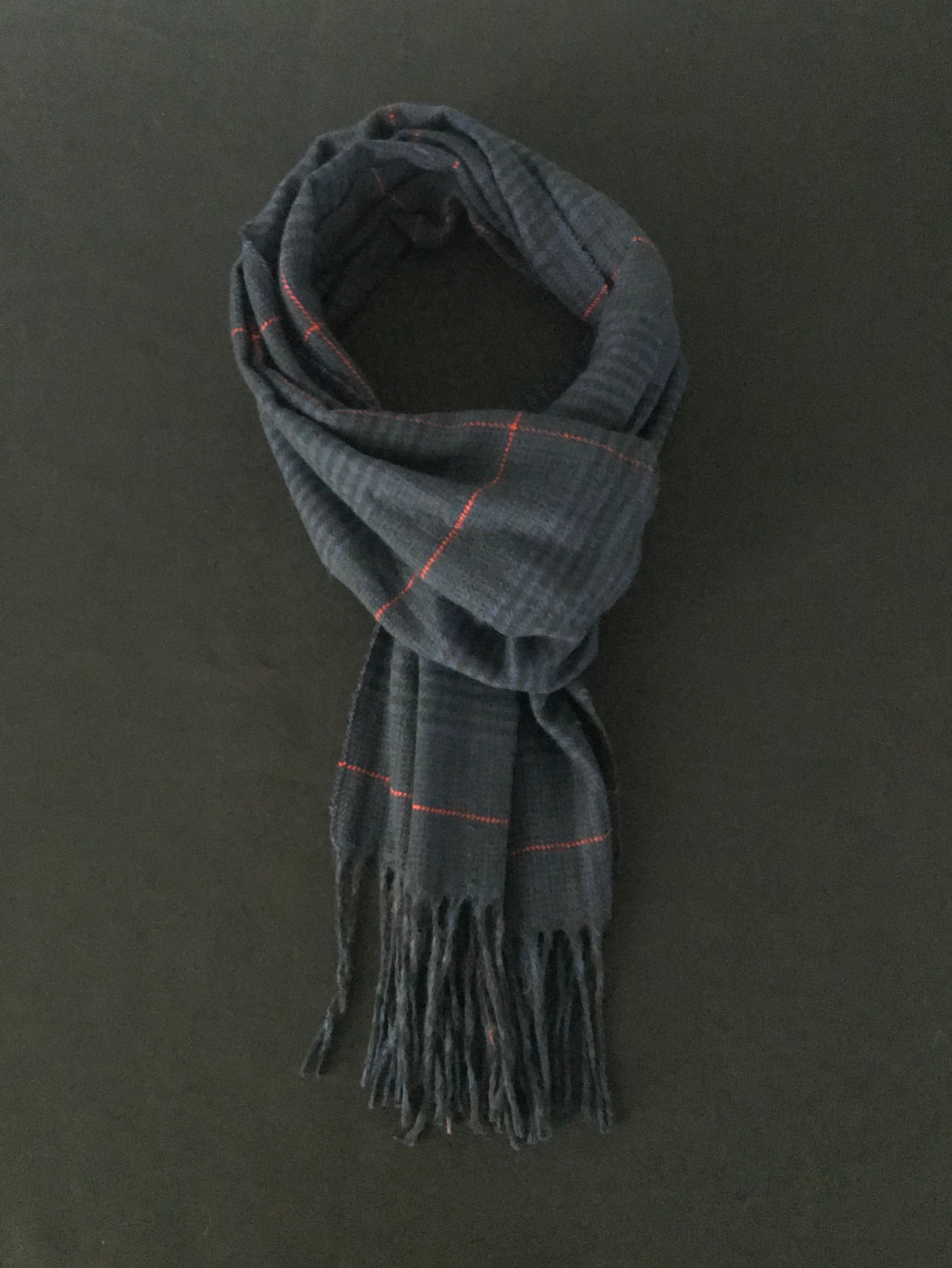 Dark Blue Checked Scarf image 0