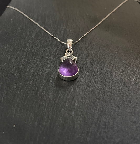 Amethyst and Silver Flower Pendant image 1