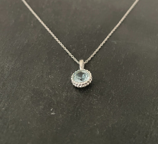 Round Blue Topaz Pendant image 1