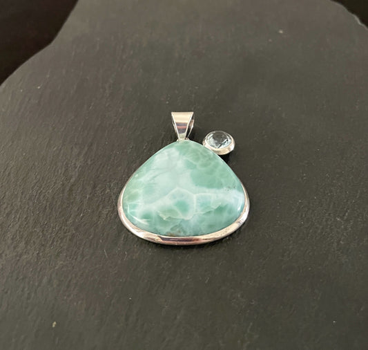 Larimar and Blue Topaz Teardrop Pendant image 1