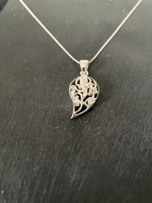 Cubic Zirconia Leaf Pendant image 1