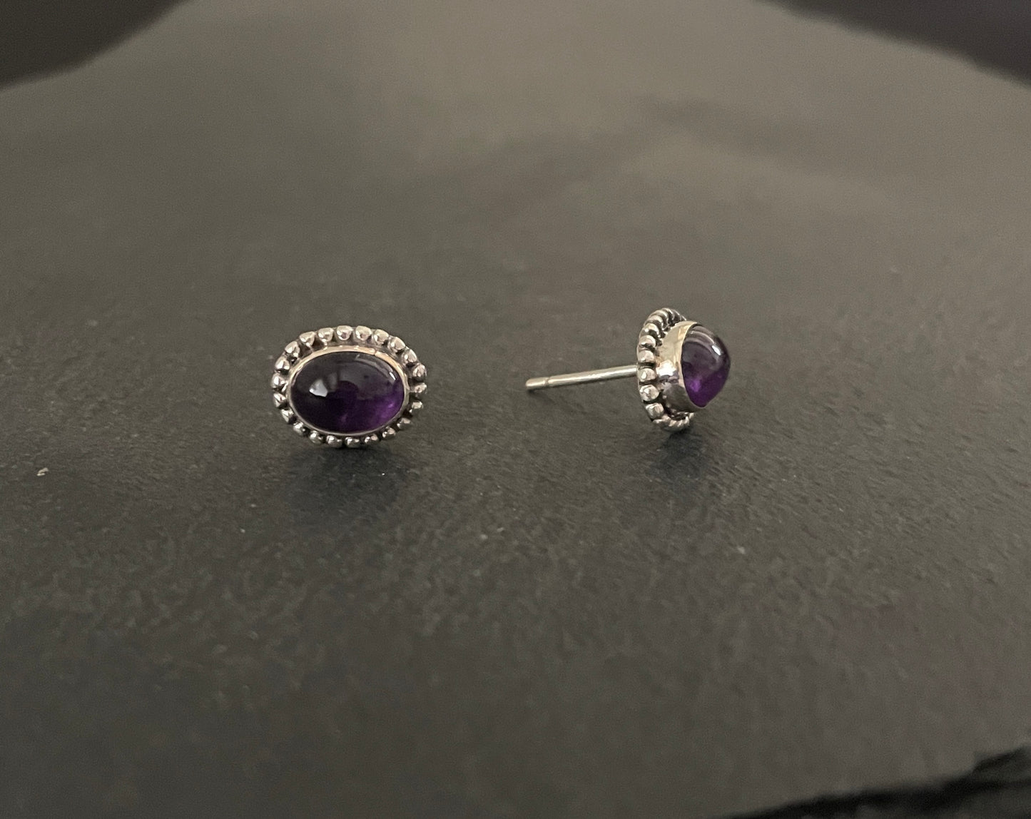 Amethyst Oval Stud Earrings image 1