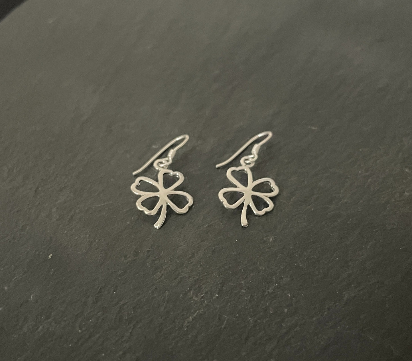 Silver Four Leaf Clover Earrings image 1