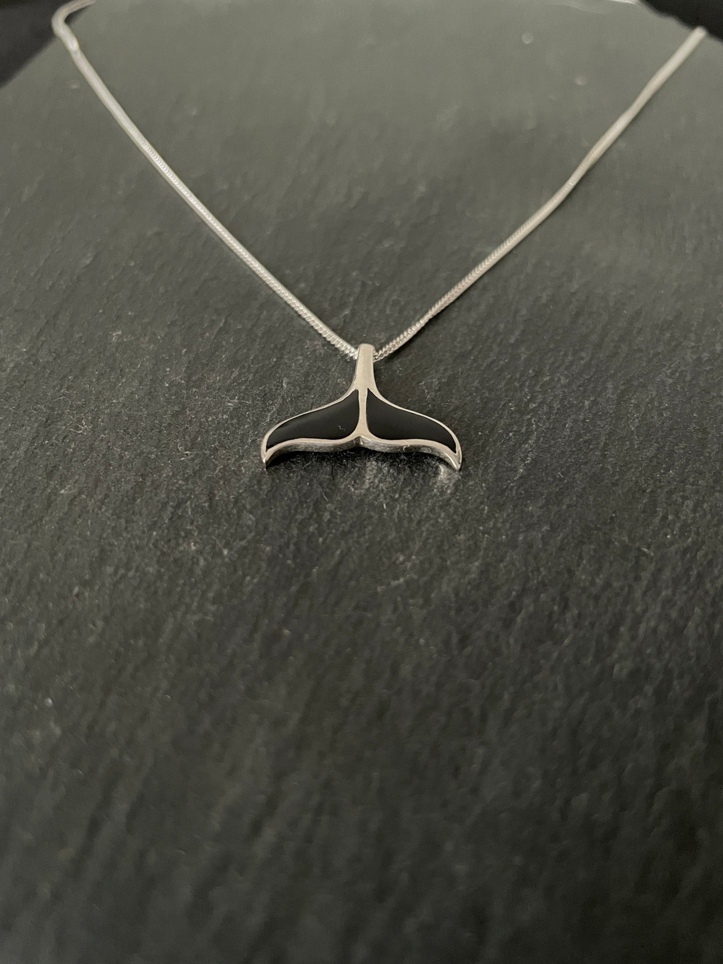 Black Onyx Whale Tail Pendant image 1