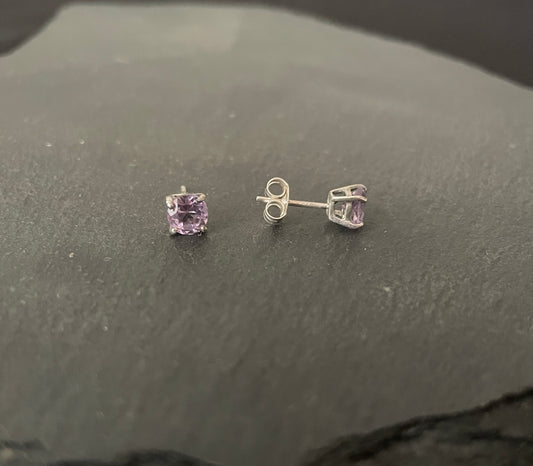 Amethyst Round Stud Earrings image 1