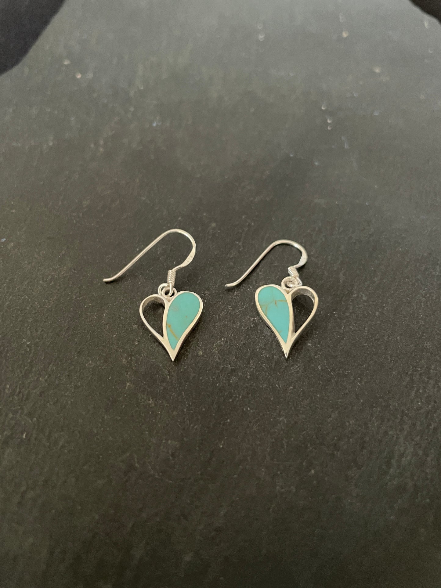 Turquoise and Silver Heart Earrings image 1