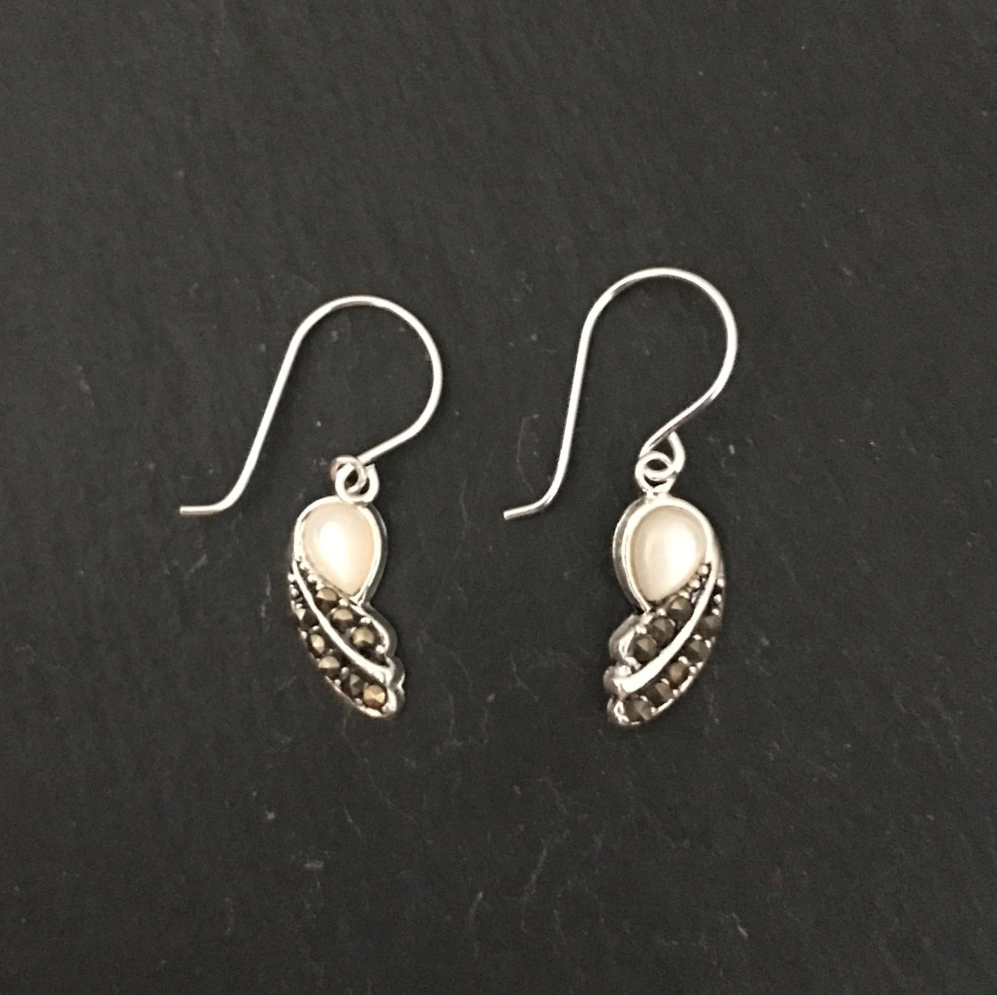 Marcasite and Mother of Pearl Earrings image 0