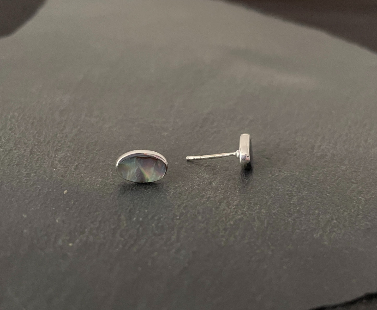 Paua Shell and Silver Oval Studs image 1