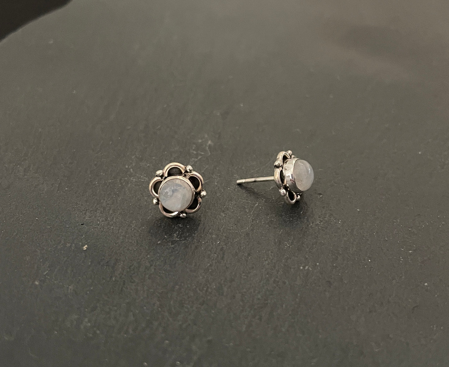 Moonstone Round Stud Earrings image 1