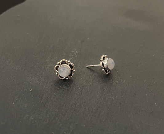 Moonstone Round Stud Earrings image 1