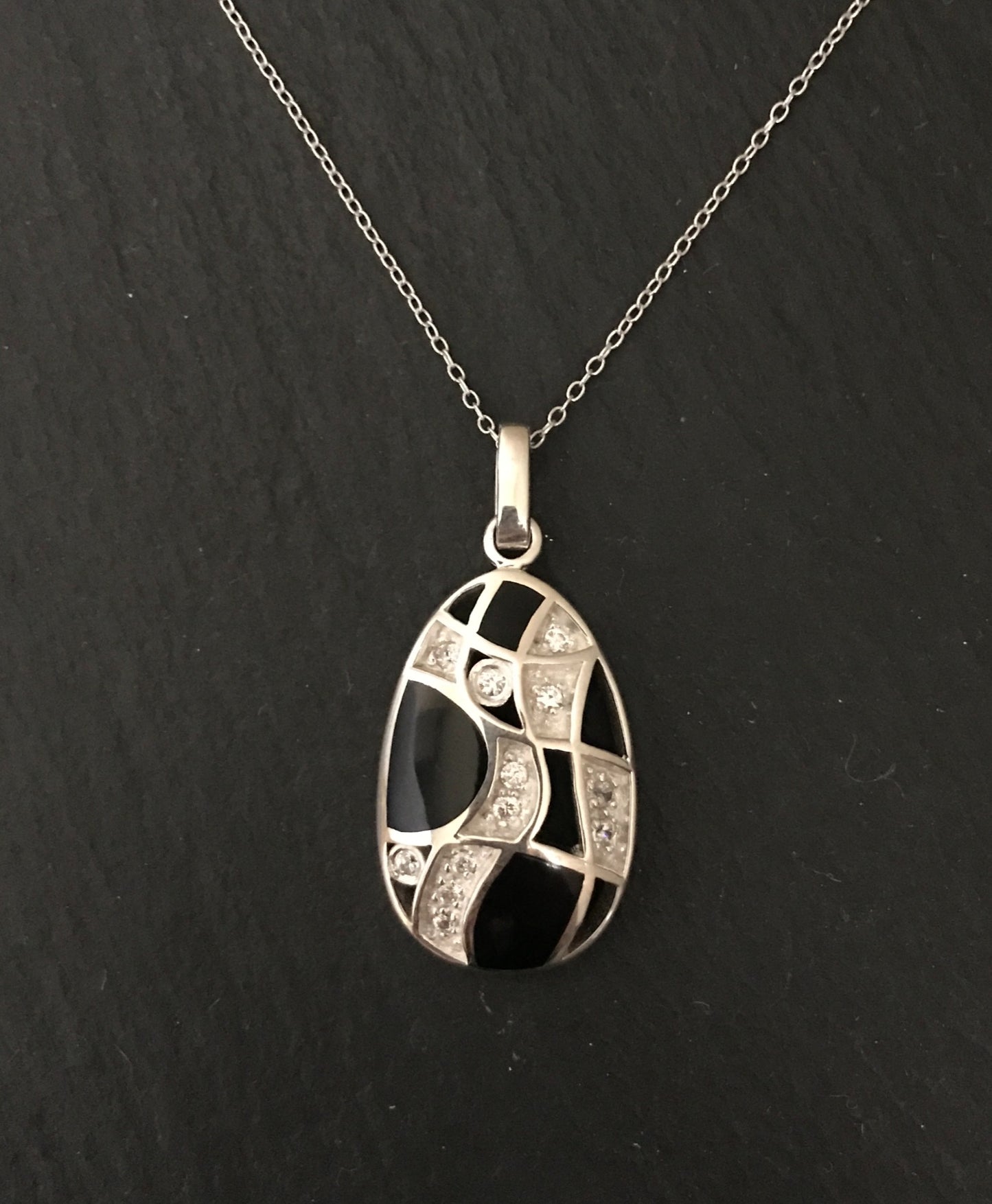 Black Onyx and Cubic Zirconia Pendant image 0