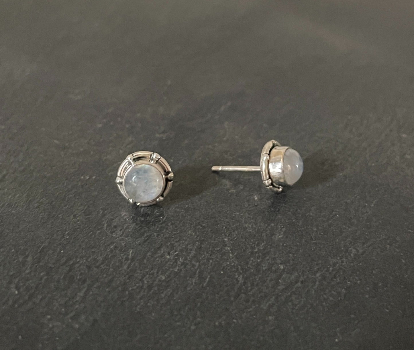 Moonstone Round Stud Earrings image 1