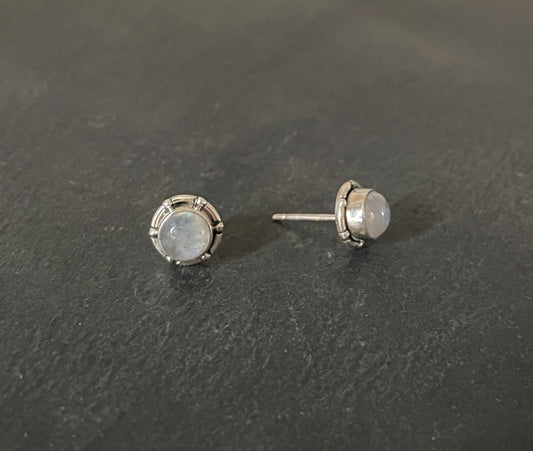 Moonstone Round Stud Earrings image 1