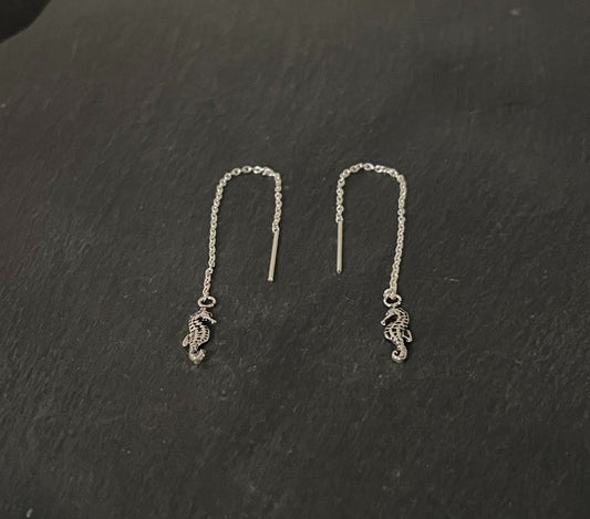 Silver Seahorse Earrings image 1