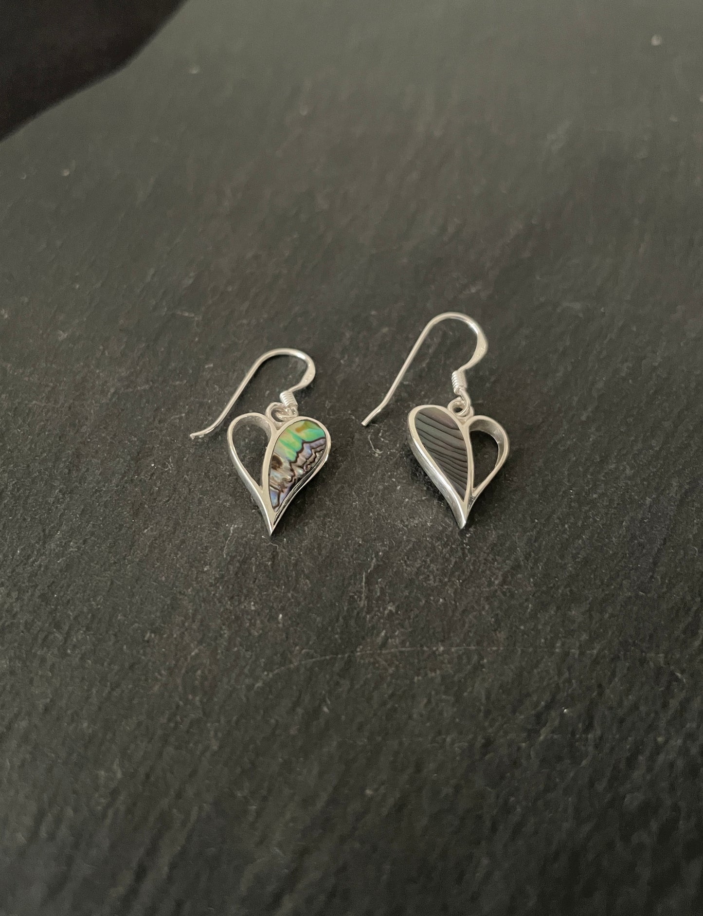 Paua Shell Heart Earrings image 1