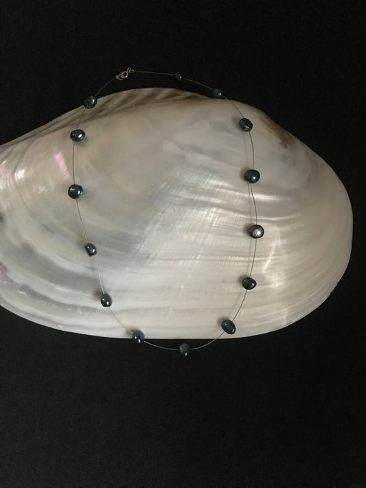 Dark Blue Pearl Necklace image 1