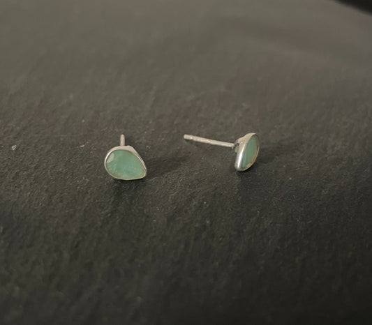Emerald Teardrop Stud Earrings image 1