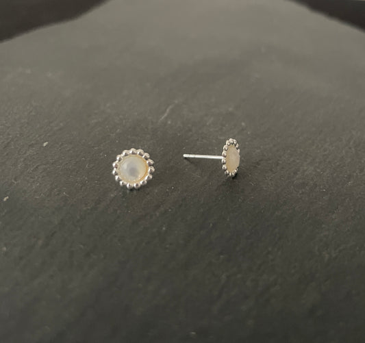 Mother of Pearl Round Stud Earrings image 1