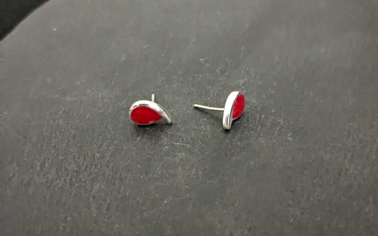 Coral Teardrop Stud Earrings image 1