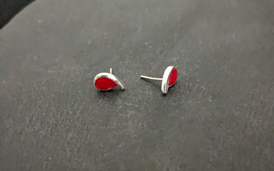 Coral Teardrop Stud Earrings image 1