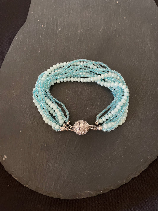 Light Blue Coloured Bead Bracelet image 1