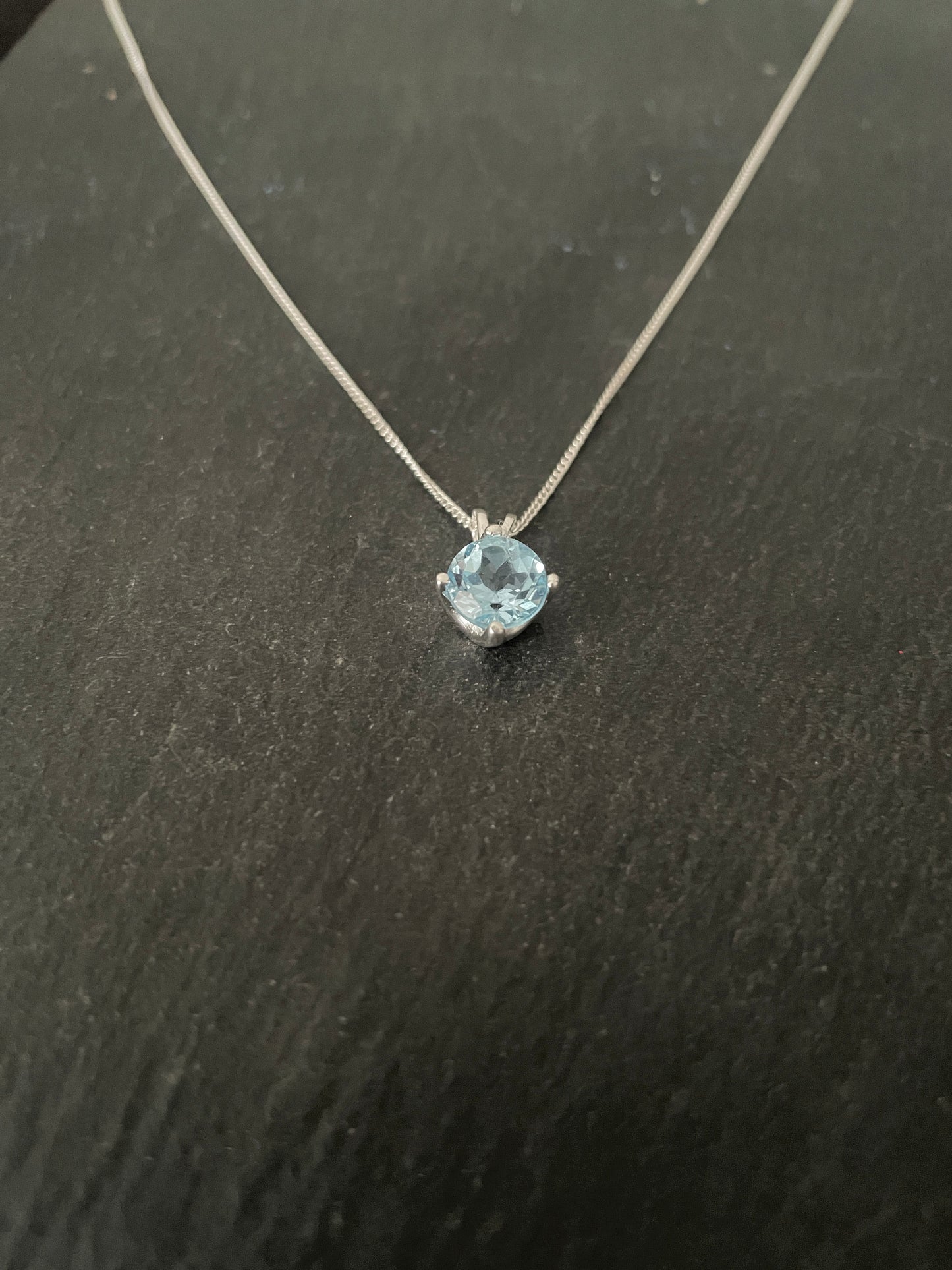 Round Blue Topaz Pendant image 1