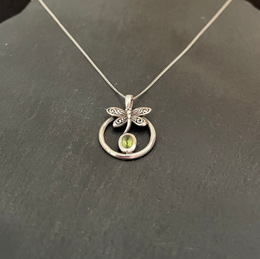 Peridot and Silver Butterfly Pendant image 1