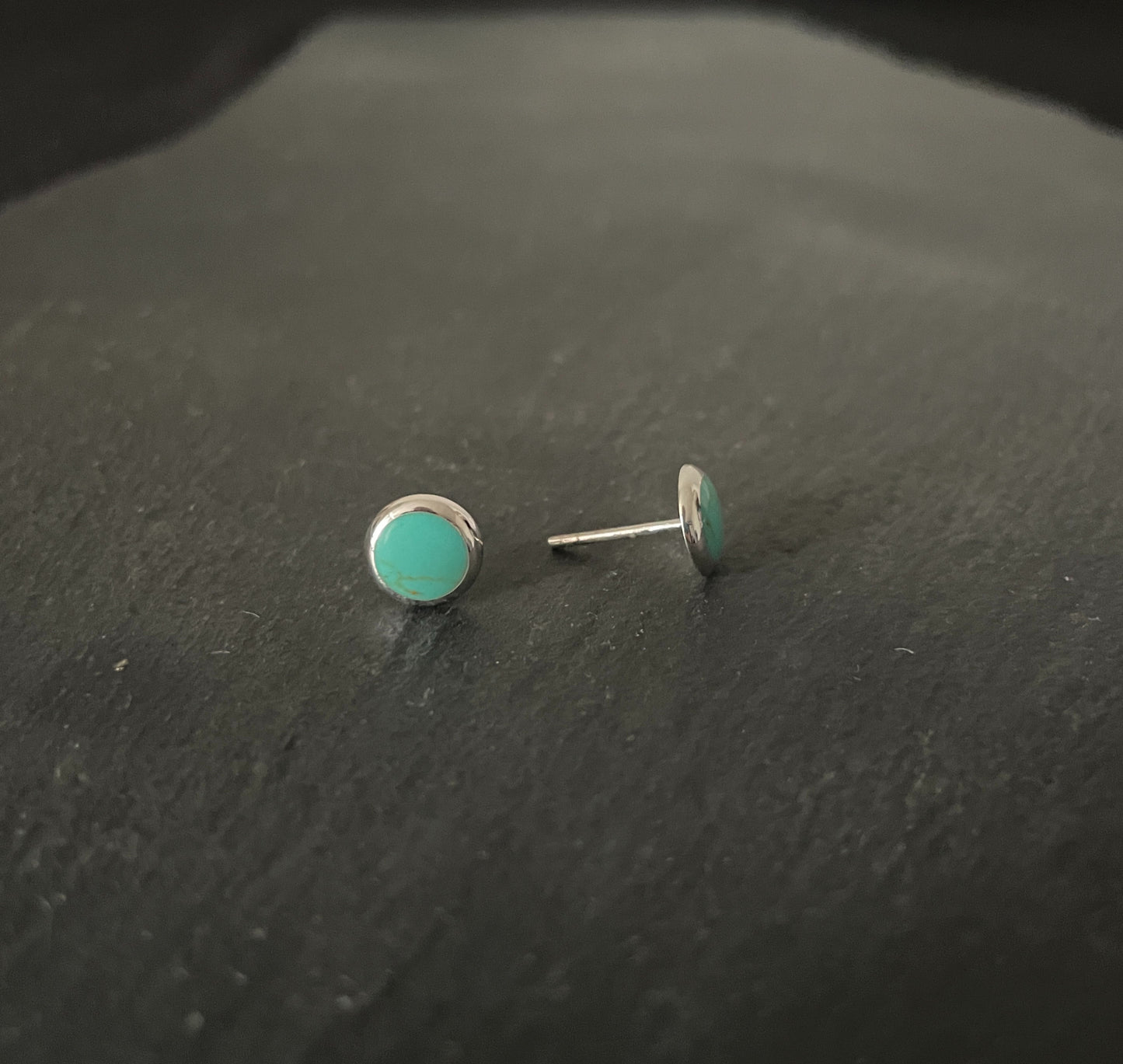 Turquoise and Silver Round Studs image 1