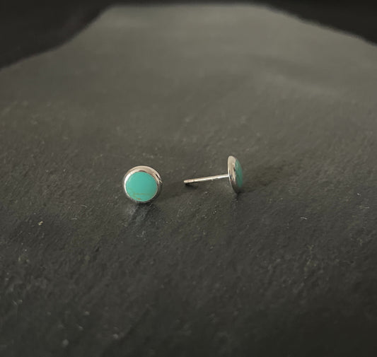 Turquoise and Silver Round Studs image 1