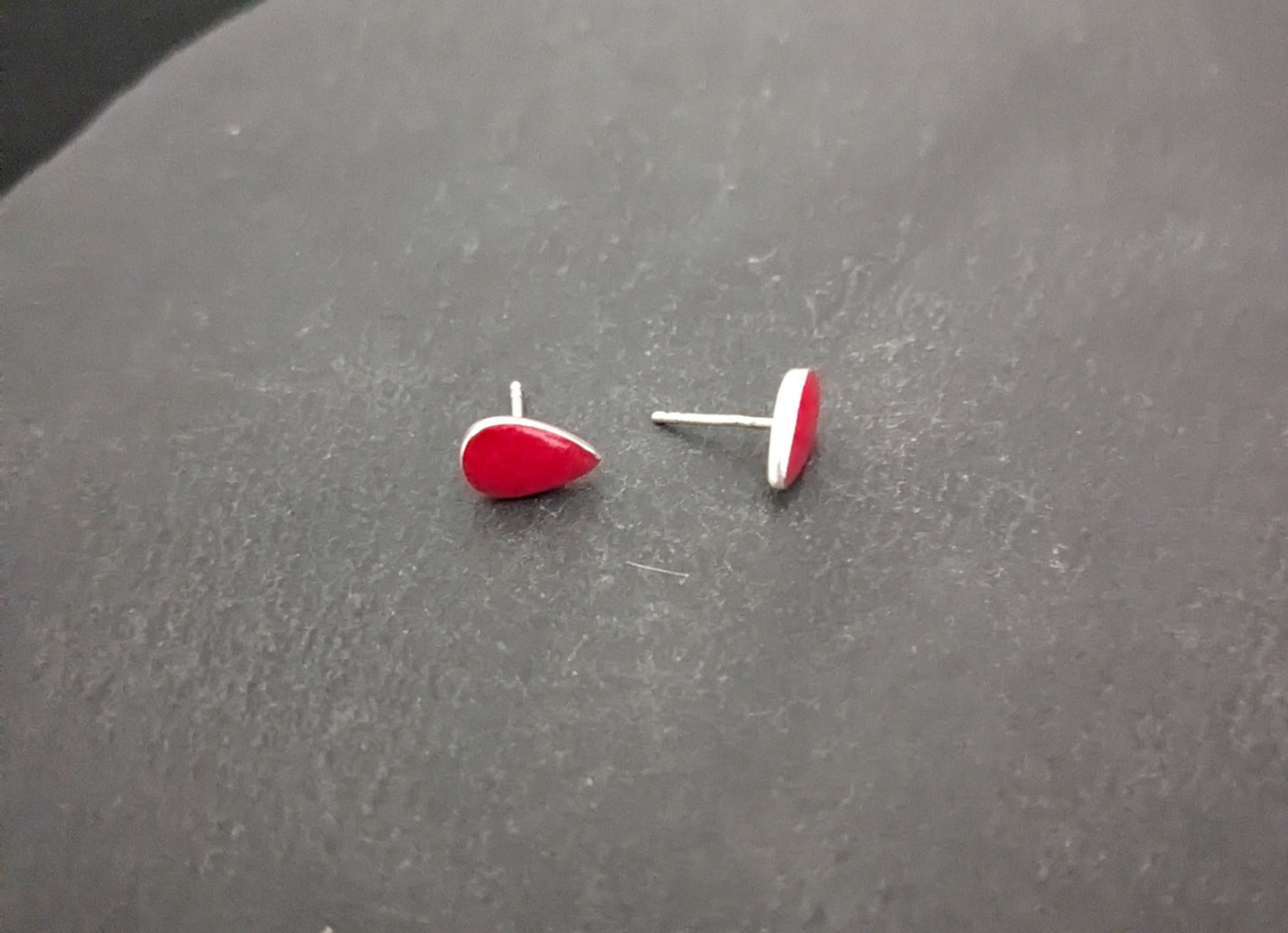 Coral Teardrop Stud Earrings image 1