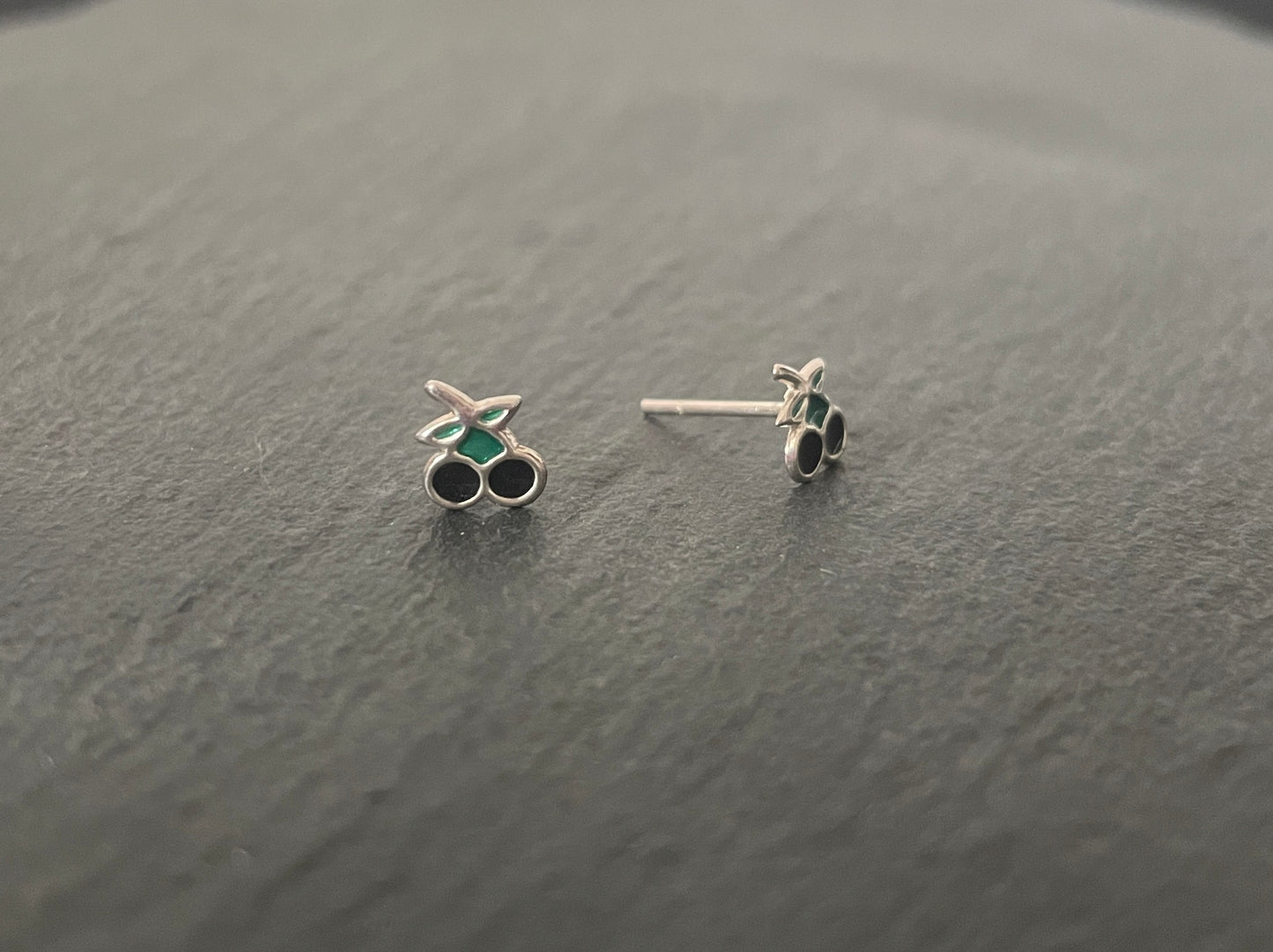 Silver Cherry Studs image 1