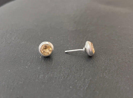 Round Citrine Stud Earrings image 1