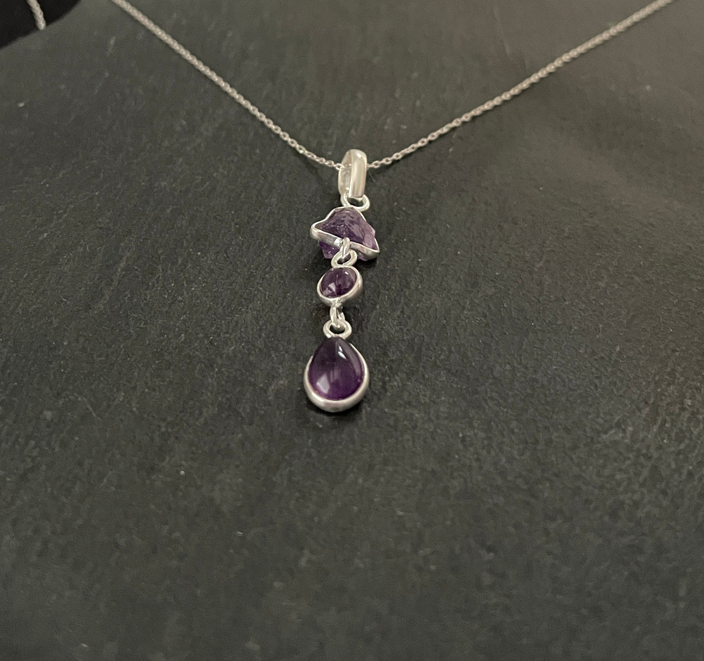 Amethyst and Silver Drop Pendant image 1
