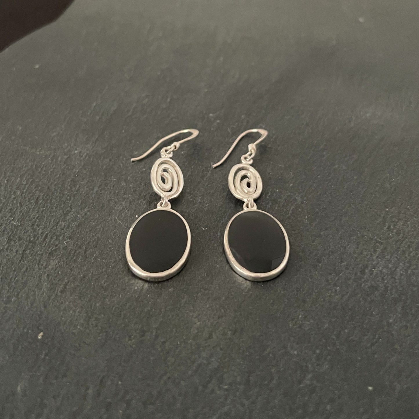 Black Onyx and Silver Earrings image 1