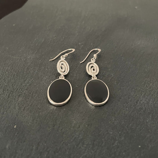 Black Onyx and Silver Earrings image 1