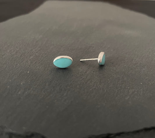 Turquoise Oval Stud Earrings image 1
