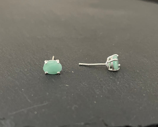 Oval Emerald Stud Earrings image 1