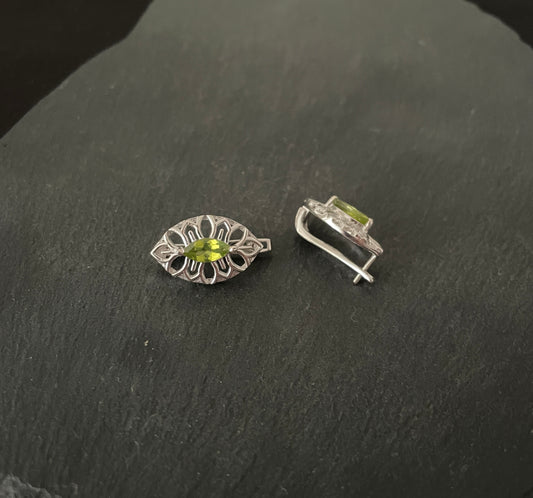 Peridot and Silver Stud Earrings image 1