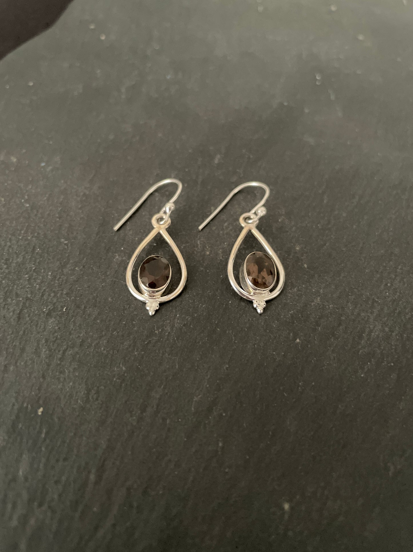 Smokey Quartz and Silver Teardrop Earrings image 1