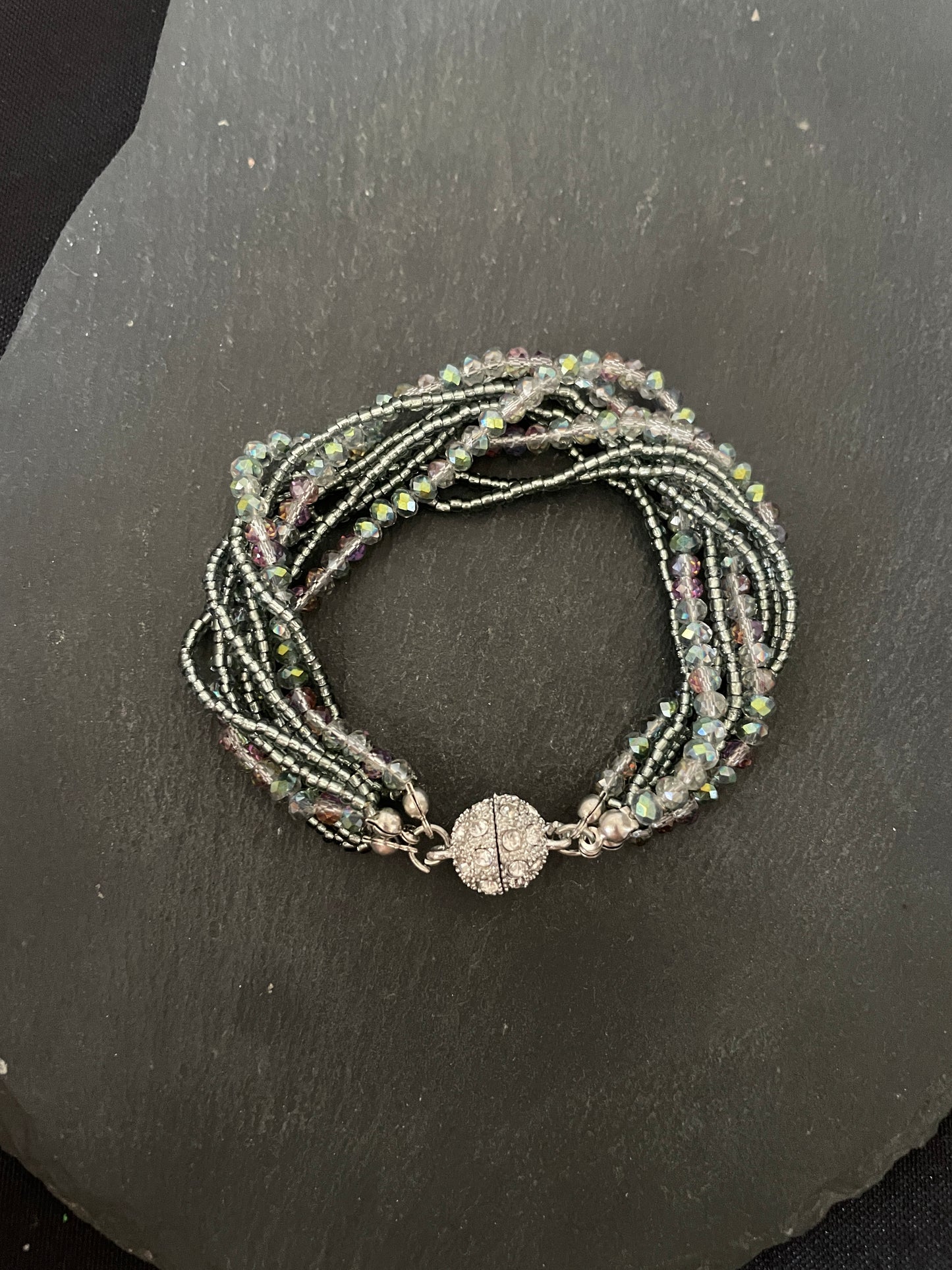 Green Multi Row Coloured Round Bead Bracelet image 3