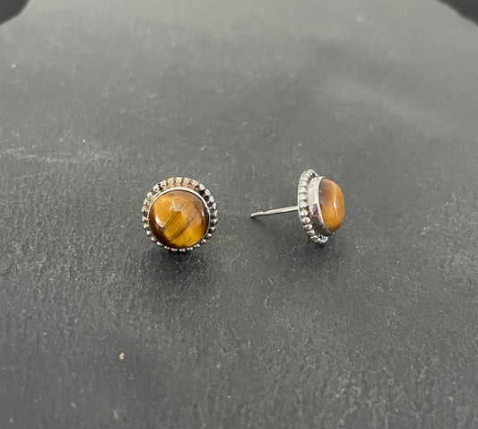 Tiger's Eye Round Studs image 1