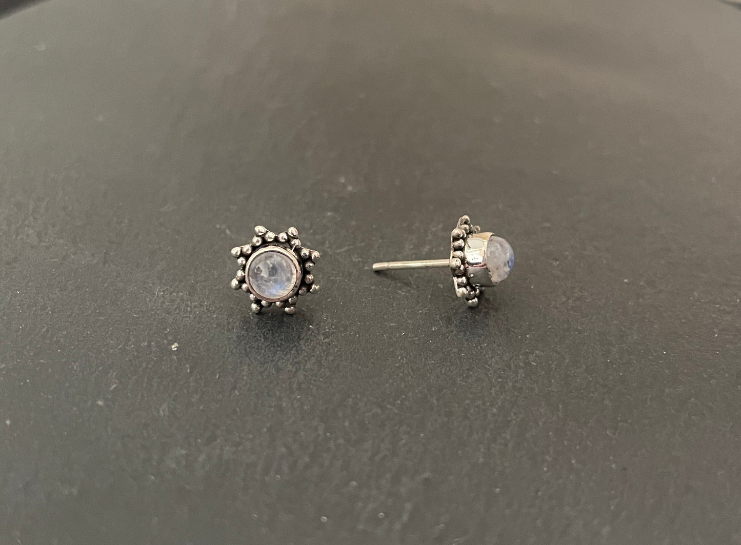 Moonstone and Silver Stud Earrings image 1