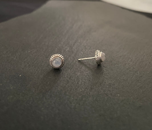 Round Moonstone Studs image 1